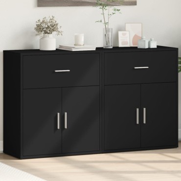 vidaXL Βοηθητικά Ντουλάπια 2 τεμ. Μαύρο 60x31x70cm Επεξεργ. Ξύλο