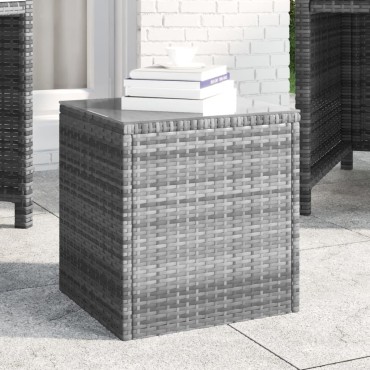 vidaXL Βοηθητικό Τραπεζάκι Γκρι 40x37x40,5cm Συνθ Ρατάν/ Ψημένο Γυαλί 1 τεμ.