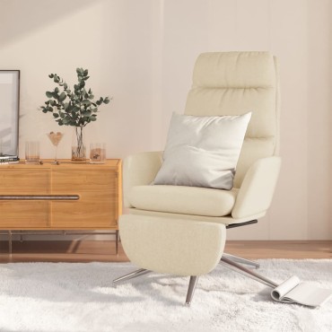 vidaXL Πολυθρόνα Relax Κρεμ Υφασμάτινη με Υποπόδιο 70x77x98cm 1 τεμ.