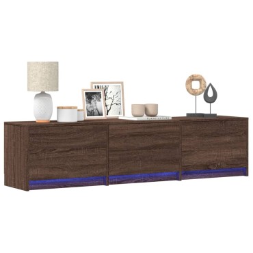 vidaXL Έπιπλο Τηλεόρασης με LED Καφέ Δρυς 165x34x40cm από Επεξ. Ξύλο