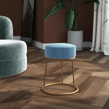 vidaXL Στρογγυλό Σκαμπό Hocker Ανοιχτό Μπλε Βελούδινο 30x38cm