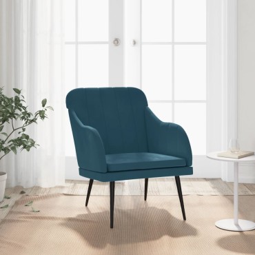 vidaXL Πολυθρόνα Μπλε 63x76x 80cm Βελούδινη 1 τεμ.