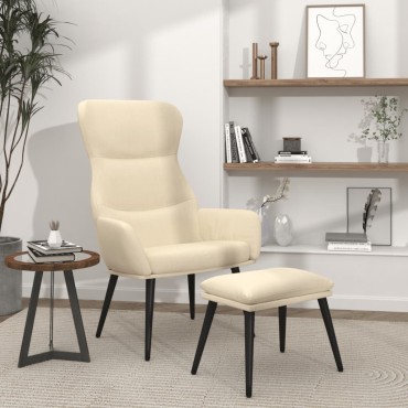 vidaXL Πολυθρόνα Relax Κρεμ Υφασμάτινη με Σκαμπό 70x77x94cm 1 τεμ.
