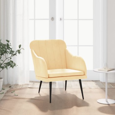 vidaXL Πολυθρόνα Κρεμ 63x76x80cm Βελούδινη 1 τεμ.