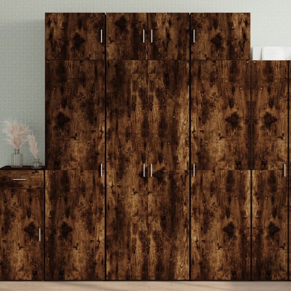 vidaXL Ραφιέρα με Ντουλάπια Καπνιστή Δρυς 70x42,5x225cm Επεξ. Ξύλο 1 τεμ.
