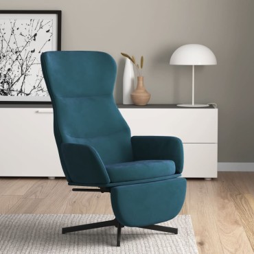 vidaXL Πολυθρόνα Relax με Υποπόδιο Μπλε Βελούδινη 70x77x94cm 1 τεμ.