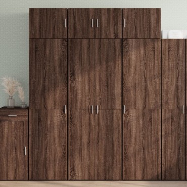 vidaXL Ραφιέρα με Ντουλάπια Καφέ Δρυς 70x42,5x225cm από Επεξ. Ξύλο 1 τεμ.