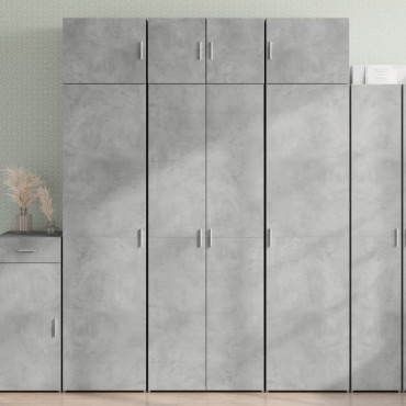 vidaXL Ραφιέρα με Ντουλάπια Γκρι Σκυροδέμ. 70x42,5x225cm Επεξ. Ξύλο 1 τεμ.