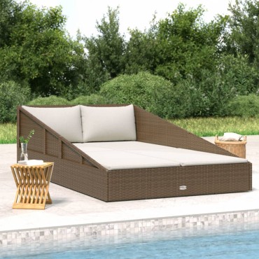 vidaXL Ξαπλώστρα - Κρεβάτι Κήπου Καφέ 110x200cm Συνθετικό Ρατάν