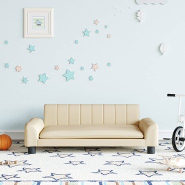 vidaXL Καναπές Παιδικός Κρεμ 90x53x30cm από Ύφασμα 1 τεμ.