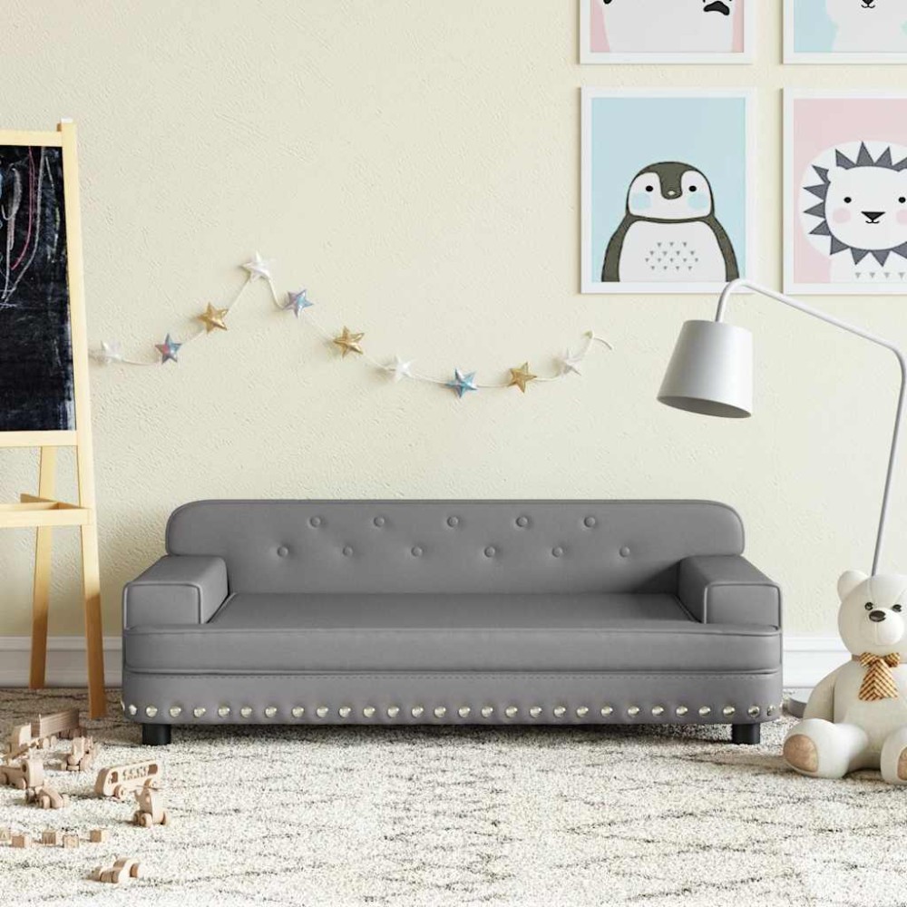 vidaXL Καναπές Παιδικός Γκρι 90x53x30cm από Συνθετικό Δέρμα 1 τεμ.