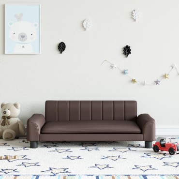vidaXL Καναπές Παιδικός Καφέ 90x53x30cm από Συνθετικό Δέρμα 1 τεμ.