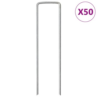 vidaXL Στηρίγματα Εδάφους Σχήμα U 50 τεμ. 15x3,5 εκ. Γαλβαν. Ατσάλι