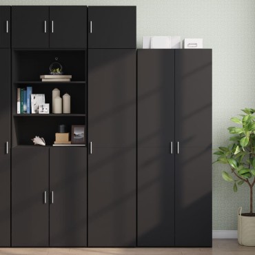 vidaXL Ντουλάπι Αποθήκευσης Στενό Μαύρο 45x42,5x225cm Επεξεργ. Ξύλο 1 τεμ.