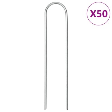 vidaXL Στηρίγματα Εδάφους Σχήμα U 50 τεμ. 15x3,5 εκ. Γαλβαν. Ατσάλι