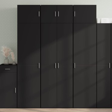 vidaXL Ραφιέρα με Ντουλάπια Μαύρο 70x42,5x225cm από Επεξ. Ξύλο 1 τεμ.
