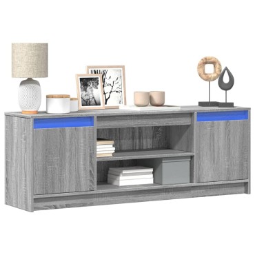vidaXL Έπιπλο Τηλεόρασης με LED Γκρι Sonoma 139,5x34x50cm Επεξ. Ξύλο
