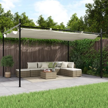 vidaXL Πέργκολα με Πτυσσόμενη Οροφή Κρεμ 395 x 292 x 230 εκ.