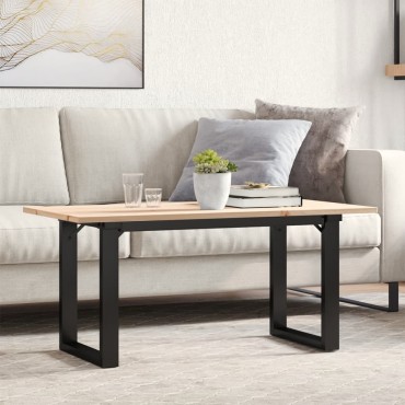vidaXL Τραπεζάκι Σαλονιού Πλαίσιο Ο 90x40x45cm Μασίφ Πεύκο/Ατσάλι