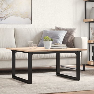 vidaXL Τραπεζάκι Σαλονιού Πλαίσιο Ο 80x80x45cm Μασίφ Πεύκο/Ατσάλι