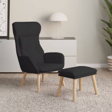 vidaXL Πολυθρόνα Relax Μαύρο Υφασμάτινη με Υποπόδιο 70x77x94cm 1 τεμ.