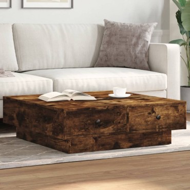 vidaXL Τραπεζάκι Σαλονιού Καπνιστή Δρυς 90x90x28cm Επεξεργασμ. Ξύλο 1 τεμ.