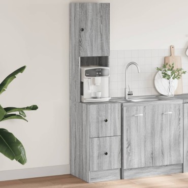 vidaXL Ντουλάπι Κουζίνας Γκρι sonoma 35x50x180cm Επεξεργ. Ξύλο 1 τεμ.