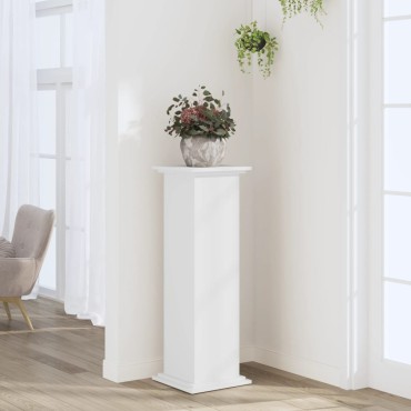 vidaXL Βάση Γλάστρας Λευκό 33x33x100 εκ. από Επεξεργασμένο Ξύλο