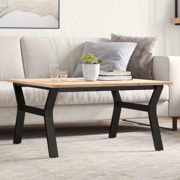 vidaXL Τραπεζάκι Σαλονιού Πλαίσιο Υ 80x80x45cm Μασίφ Πεύκο/Ατσάλι