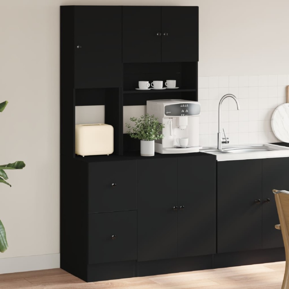 vidaXL Στήλη Κουζίνας Μαύρη 95x50x180cm από Επεξεργασμένο Ξύλο