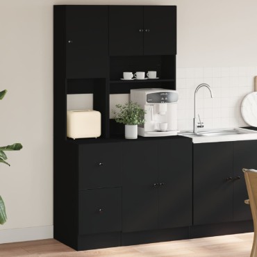 vidaXL Στήλη Κουζίνας Μαύρη 95x50x180cm από Επεξεργασμένο Ξύλο