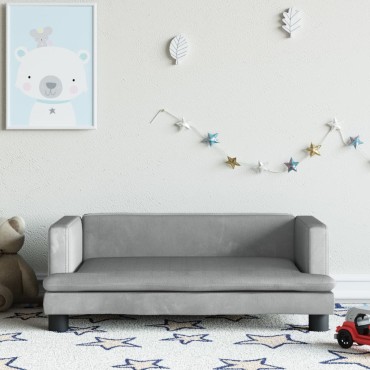 vidaXL Καναπές Παιδικός Ανοιχτό Γκρι 80x45x30cm από Βελούδο 1 τεμ.