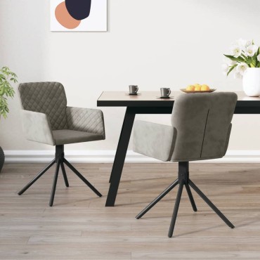 vidaXL Καρέκλες Τραπεζαρίας Περιστρεφόμενες 2 τεμ. Αν. Γκρι Βελούδινες 51,5x59x83,5cm