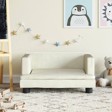 vidaXL Καναπές Παιδικός κρεμ 60x40x30cm από Βελούδο 1 τεμ.