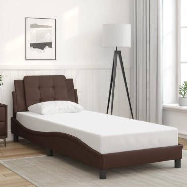 vidaXL Πλαίσιο Κρεβατιού με Κεφαλάρι Καφέ 80x200 εκ. Συνθετικό Δέρμα