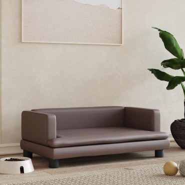 vidaXL Κρεβάτι Σκύλου Καφέ 80 x 45 x 30 εκ. από Συνθετικό Δέρμα
