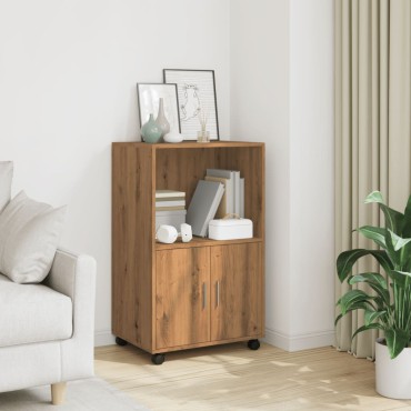 vidaXL Ντουλάπι Τροχήλατο Αρτισιανή Δρυς 55x40x91cm από Επεξ. Ξύλο 1 τεμ.