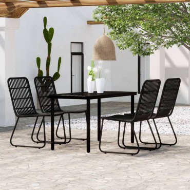 vidaXL Σετ Τραπεζαρίας Κήπου 5 τεμ. Μαύρο 140x70x74cm