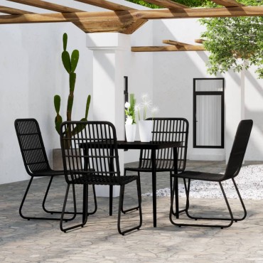 vidaXL Σετ Τραπεζαρίας Κήπου 5 τεμ. Μαύρο 80x80x74cm