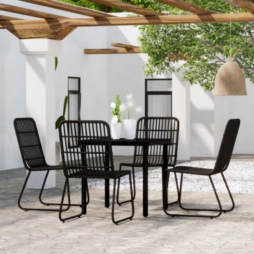 vidaXL Σετ Τραπεζαρίας Κήπου 5 τεμ. Μαύρο 80x80x74cm