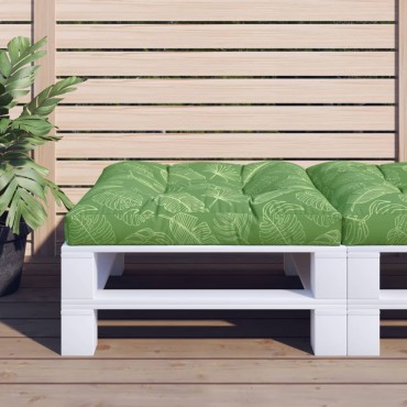 vidaXL Μαξιλάρι Παλέτας με Σχέδιο Φύλλων 80x80x12cm Υφασμάτινο