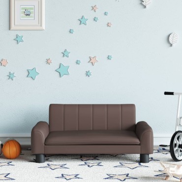 vidaXL Καναπές Παιδικός Καφέ 70x45x30cm από Συνθετικό Δέρμα 1 τεμ.