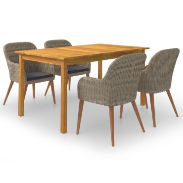vidaXL Σετ Τραπεζαρίας Κήπου 5 τεμ. Καφέ 150x90x74cm