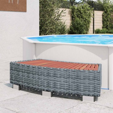 vidaXL Σκαλοπάτι για Σπα Γκρι 92 x 45 x 25 εκ. από Συνθετικό Ρατάν