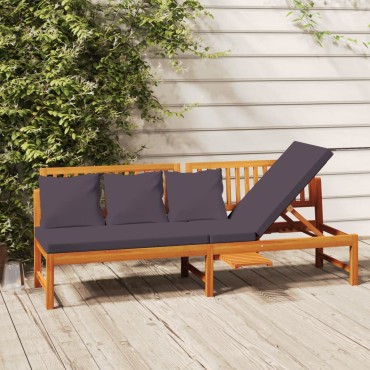 vidaXL Καναπές Κρεβάτι 200x60x75cm Μασίφ Ακακία με Γκρι Μαξιλάρι
