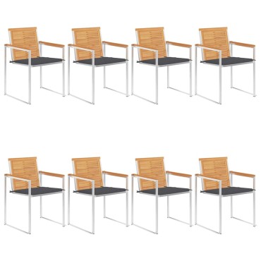 vidaXL Καρέκλες Κήπου 8 τεμ. από Μασίφ Ξύλο Teak με Μαξιλάρια 60x56x85cm