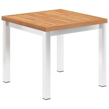vidaXL Τραπεζάκι Κήπου 45x45x38cm Μασίφ Ξύλο Teak / Ανοξ. Ατσάλι 1 τεμ.
