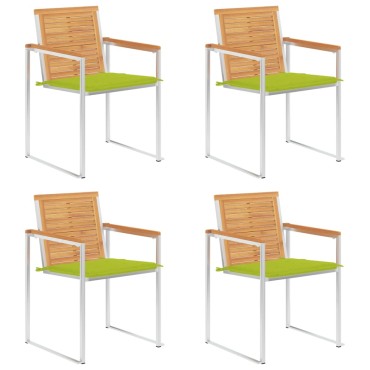 vidaXL Καρέκλες Κήπου 4 τεμ. από Μασίφ Ξύλο Teak με Μαξιλάρια 60x56x85cm