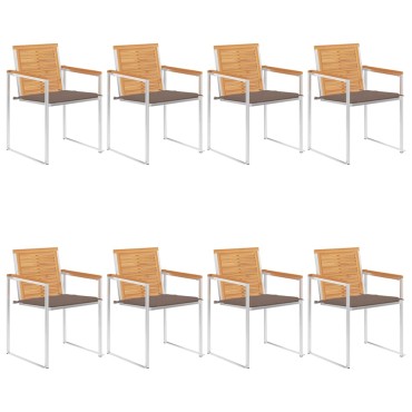 vidaXL Καρέκλες Κήπου 8 τεμ. από Μασίφ Ξύλο Teak με Μαξιλάρια 60x56x85cm