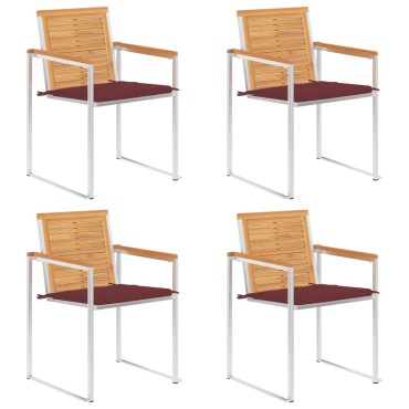 vidaXL Καρέκλες Κήπου 4 τεμ. από Μασίφ Ξύλο Teak με Μαξιλάρια 60x56x85cm